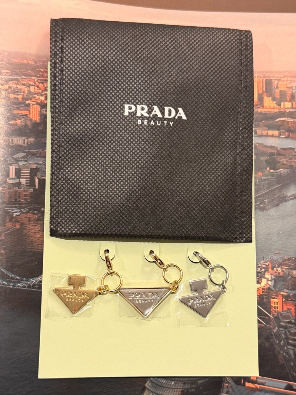 PRADA Beauty 🏆 Gold and Silver 🪙 Triangle Charm Set of 3️⃣!!! - Picture 3 of 6